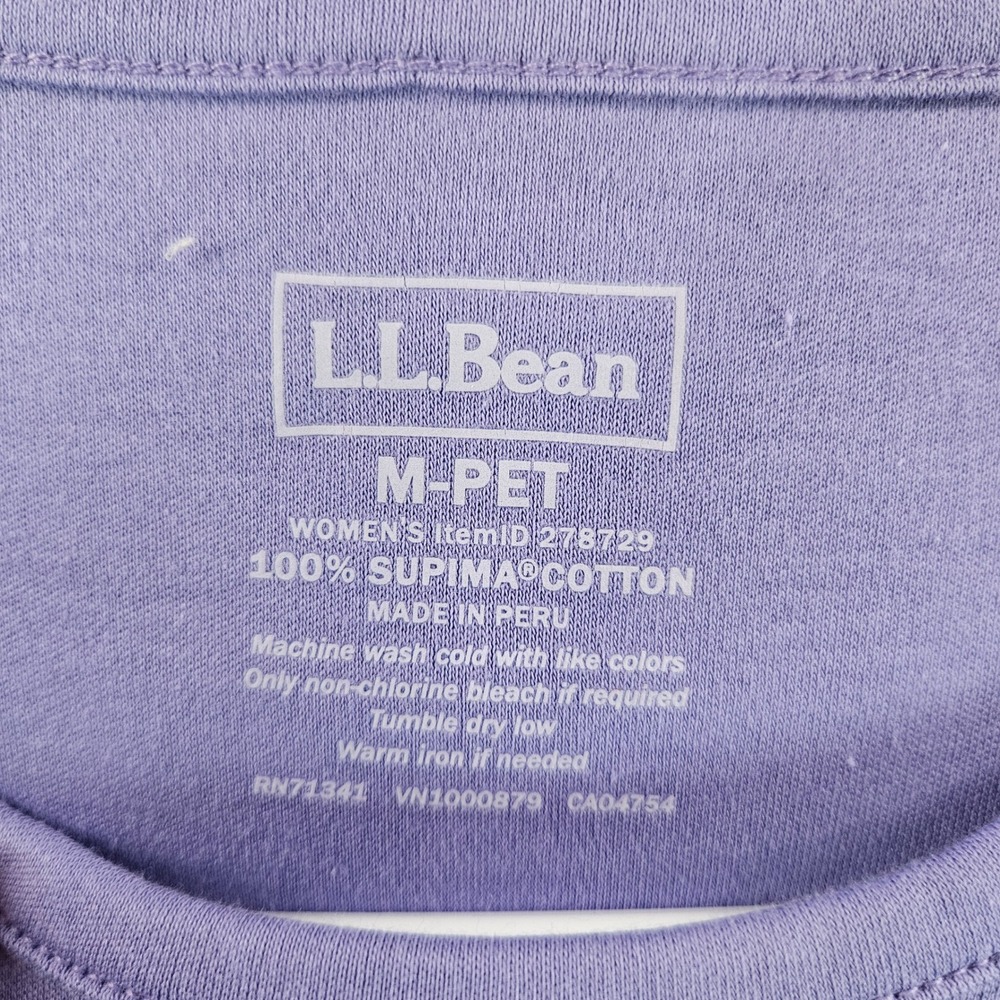 LL Bean Women Purple Supima Cotton Long Sleeve Crewneck Tee Shirt M Petite - Picture 2 of 7